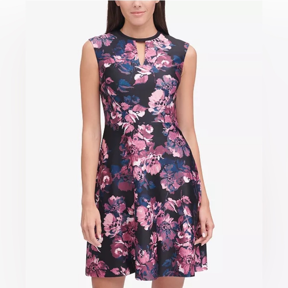 Tommy Hilfiger Women’s Floral-Print Fit & Flare Dress Size 4 Sleeveless Party